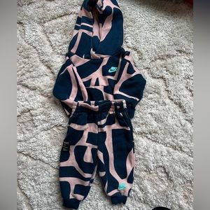 Nike pink and blue jogger set 12 months